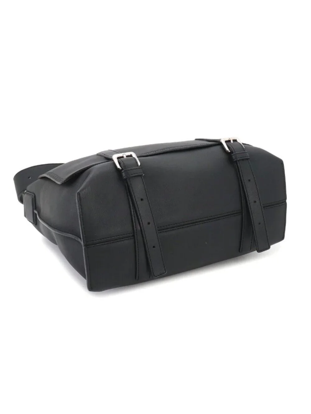 Loewe Military Messenger Shoulder Bag Leather Black Silver 337 02